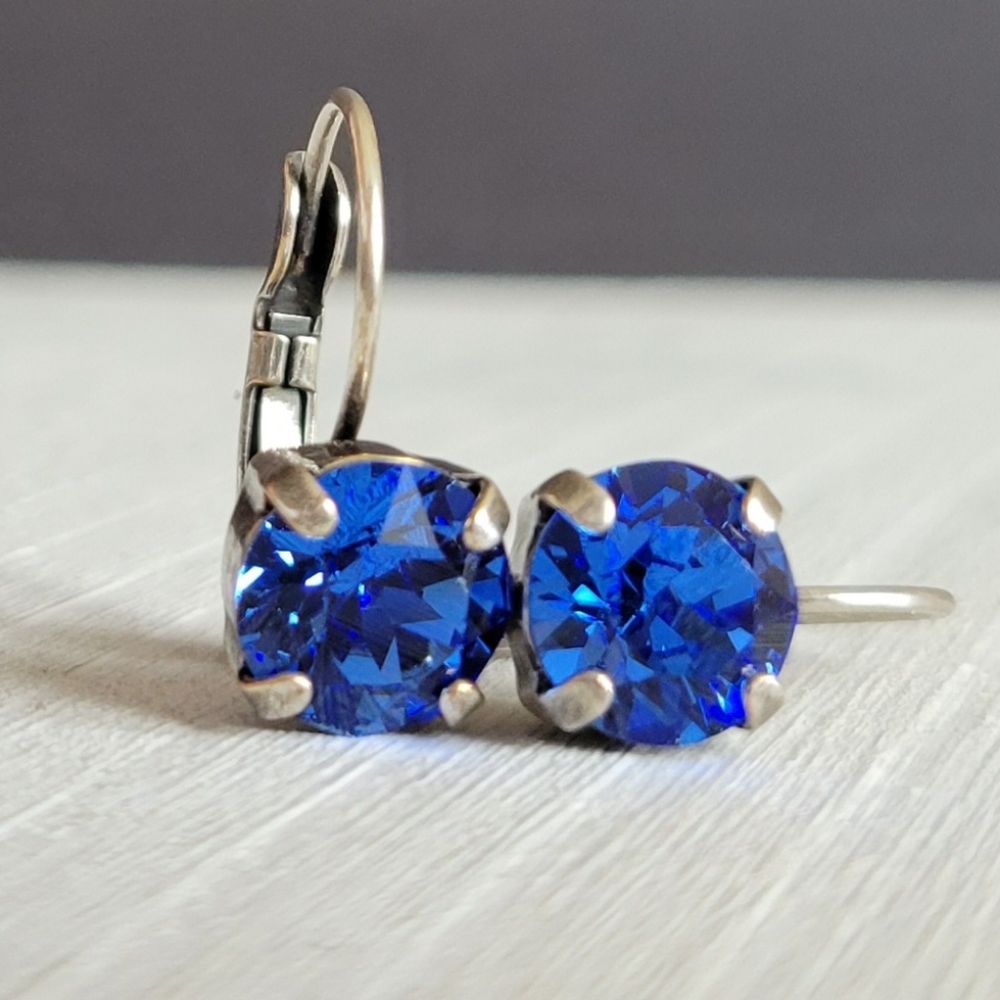 Austrian Crystal Earrings in Antique Silver